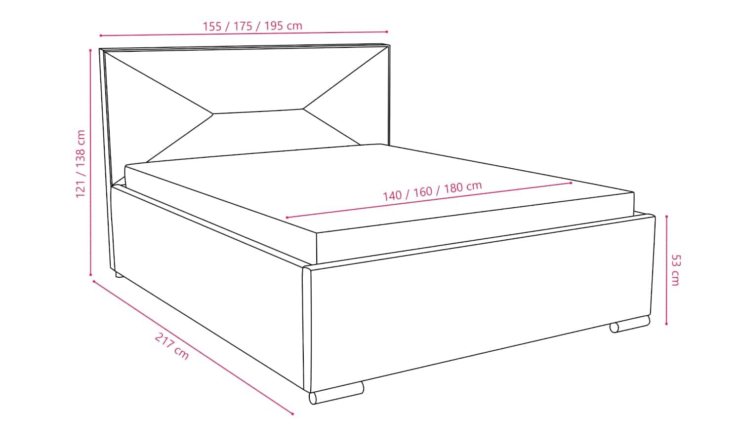 Łóżko z pojemnikiem Puro 2-r W14 rysunek