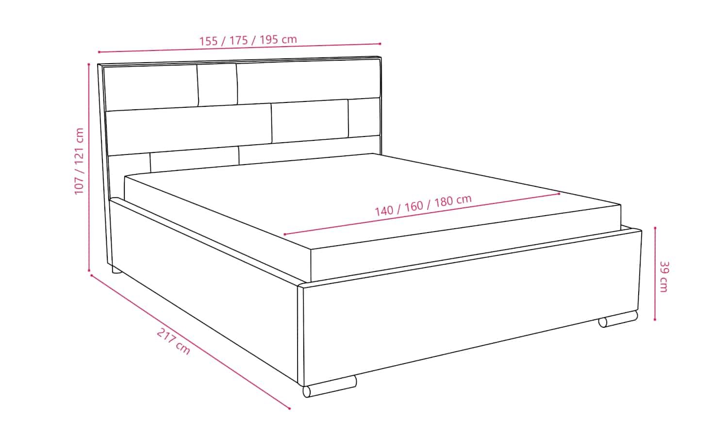 Łóżko z pojemnikiem Puro-r W10 rysunek