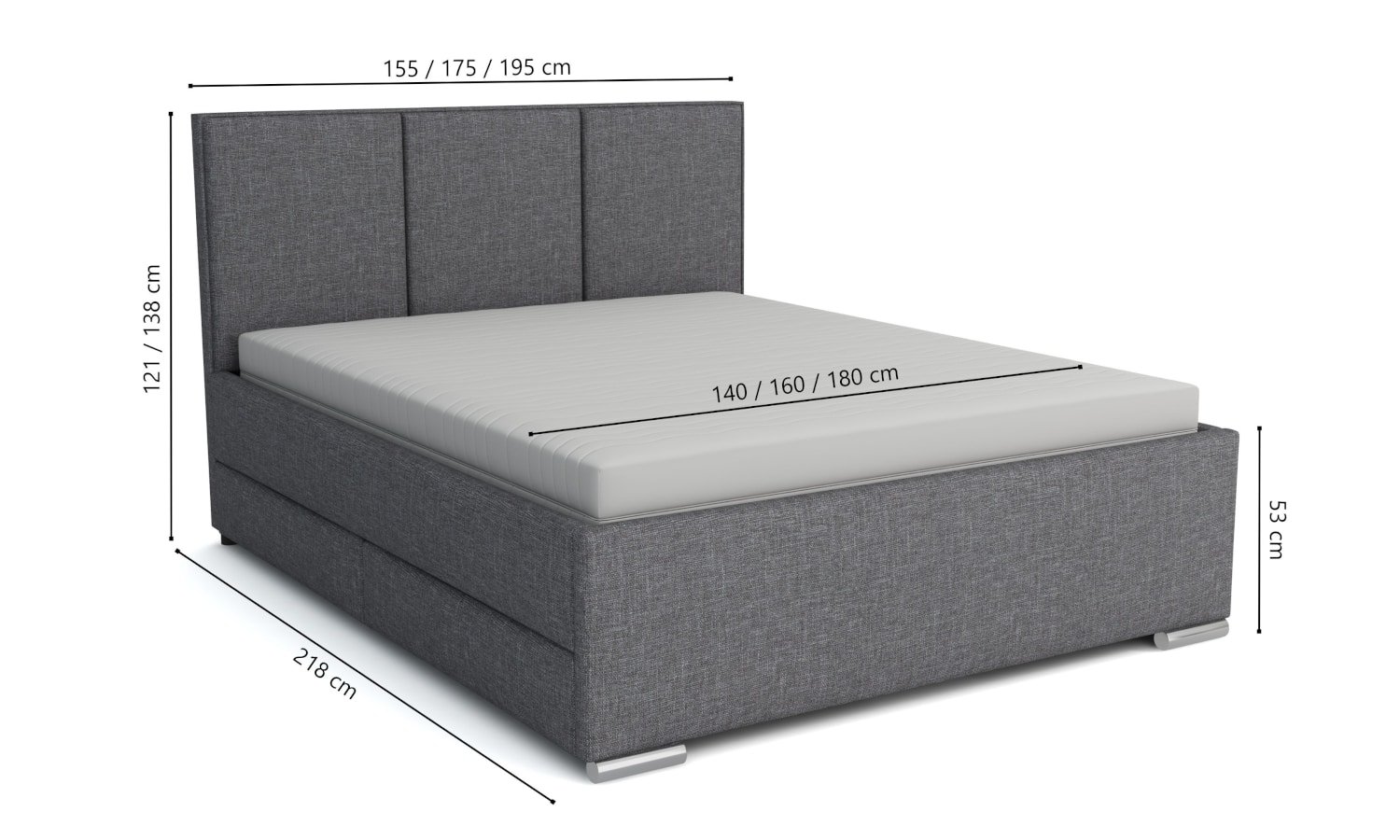 Łóżko z szufladami Gordon-o W2 Wymiary