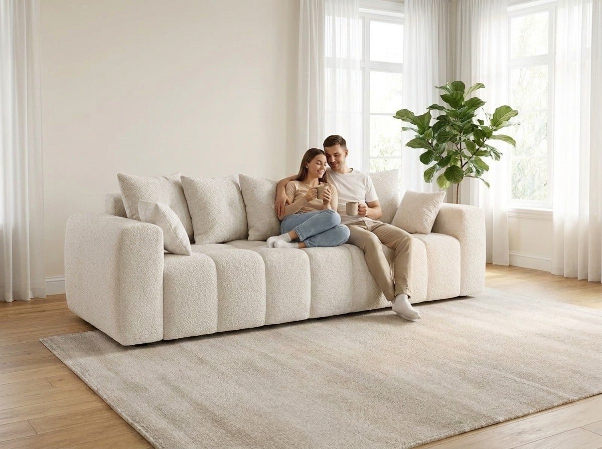 Tiesi sofa ELISE – jauki pora svetainėje